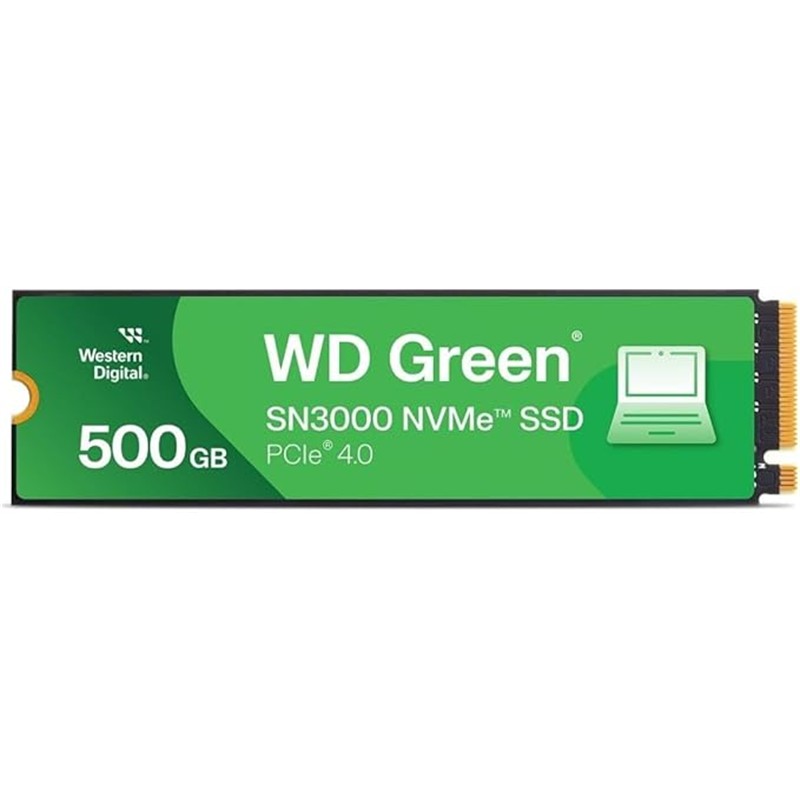 500 GB WD GREEN SN3000 PCI-4.0 5000MB/S 4000MB/S M2 NVME SSD WDS500G4G0E 